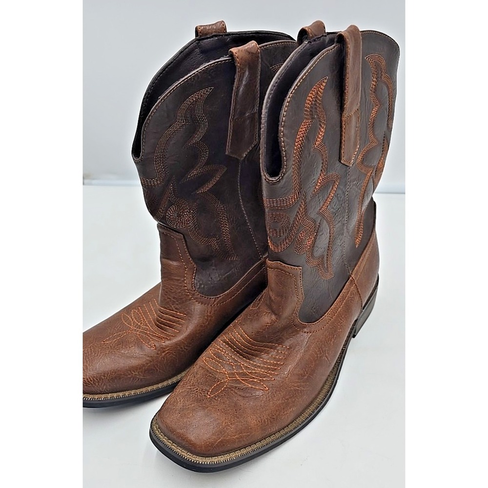 Men's Western Ranchwear Country Rodeo Square Toe Two Toned 11 - Picture 3 of 9